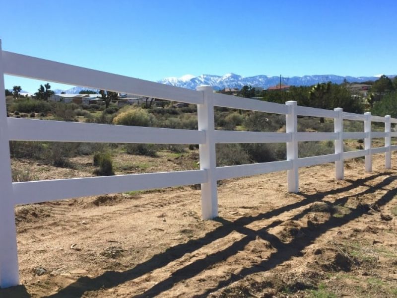 Three-rail ranch rail fence in the Victor Valley