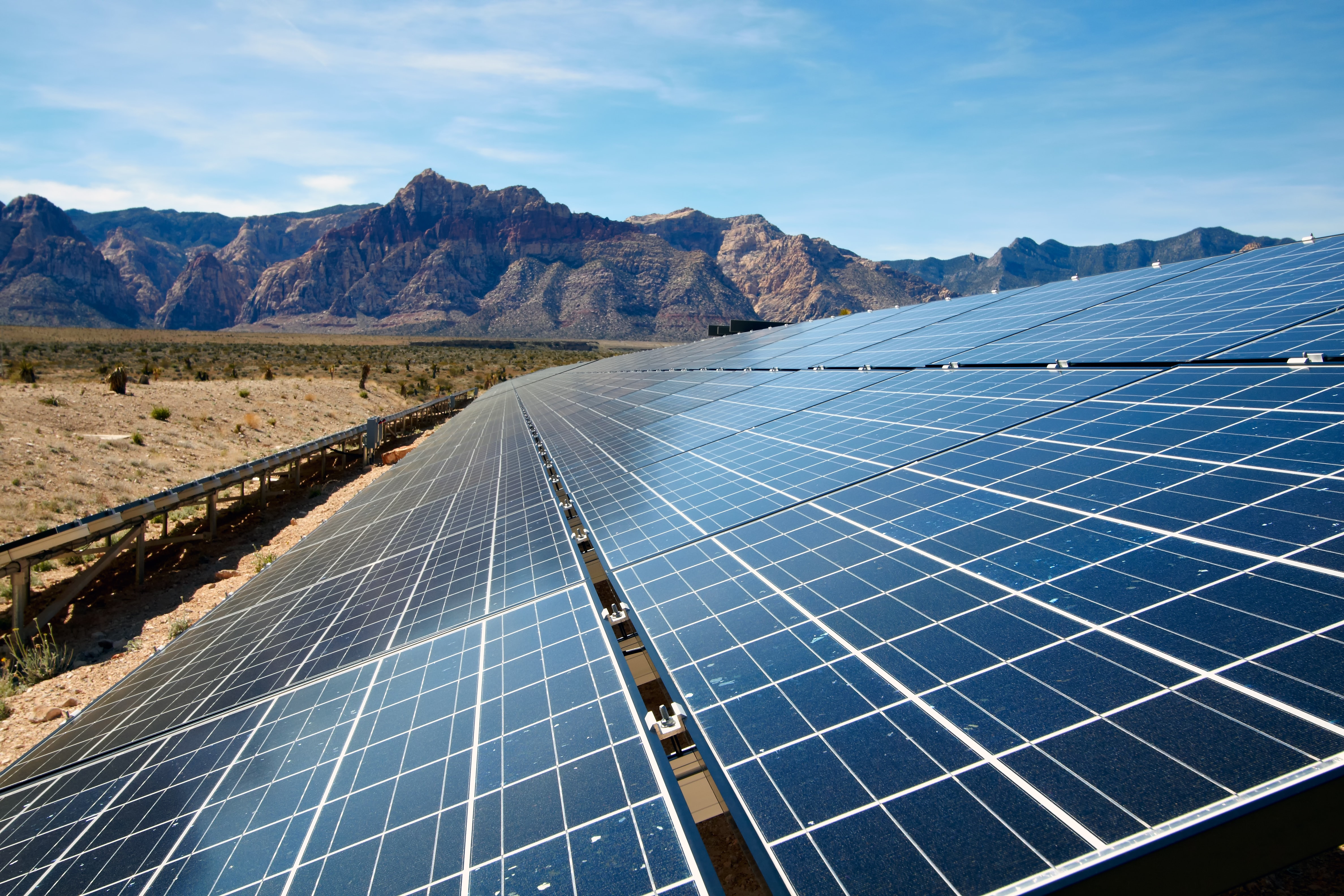 solar panels in a desert