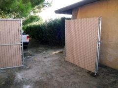 6' privacy chain link, 12' double swing gate