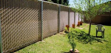 light brown privacy chain link fence