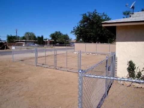 4' chain link, 5' privacy chain link Tan, 10' double swing gate
