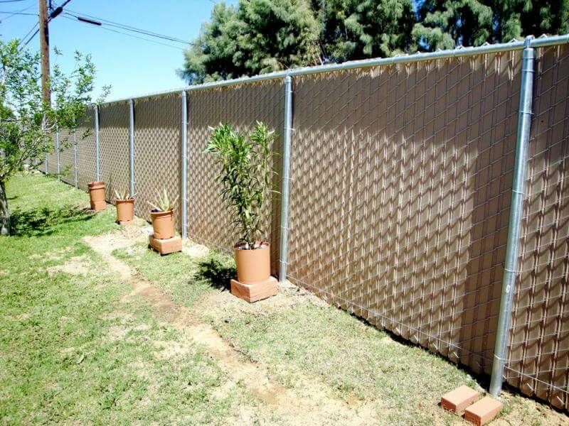 Beige privacy chain link vinyl fence slats