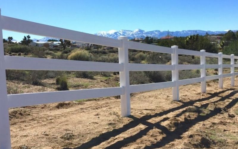 Three-rail ranch rail fence in the Victor Valley