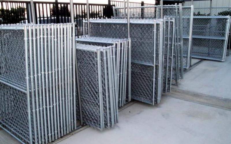 Different sizes of chain link fence gates.