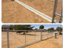 chain link fence with concrete strip